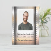 Memorial Service Invite Poled Metal Masculine Kaart (Staand voorkant)