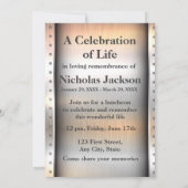 Memorial Service Invite Poled Metal Masculine Kaart (Achterkant)