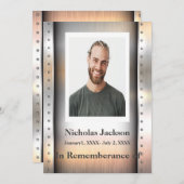 Memorial Service Invite Poled Metal Masculine Kaart (Voorkant / Achterkant)