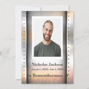 Memorial Service Invite Poled Metal Masculine Kaart