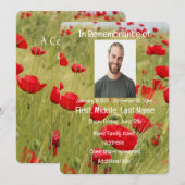 Memorial Service Invite Red Poppy Flower Kaart (Voorkant / Achterkant)