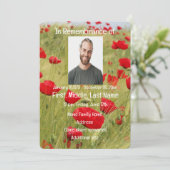 Memorial Service Invite Red Poppy Flower Kaart (Staand voorkant)