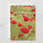 Memorial Service Invite Red Poppy Flower Kaart (Achterkant)