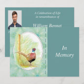 Memorial Service Invite Ring-Necked Pheasant Kaart (Voorkant / Achterkant)
