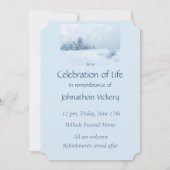 Memorial Service Invite Snow Forest Winter Trees Kaart (Achterkant)