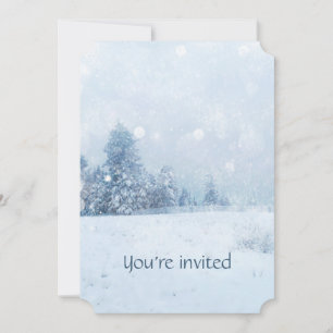 Memorial Service Invite Snow Forest Winter Trees Kaart