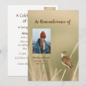 Memorial Service Invite Sparrow Bird Watcher Kaart (Voorkant / Achterkant)