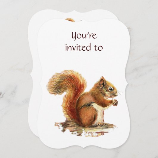 Memorial Service Invite Squirrel Animal Art Kaart (Voorkant / Achterkant)