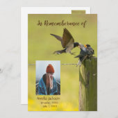 Memorial Service Invite Swallow Bird Watcher Kaart (Voorkant / Achterkant)