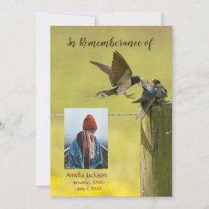 Memorial Service Invite Swallow Bird Watcher Kaart