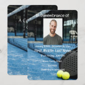 Memorial Service Invite Tennis Game Racket Ball Kaart (Voorkant / Achterkant)