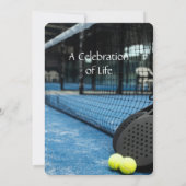 Memorial Service Invite Tennis Game Racket Ball Kaart (Achterkant)