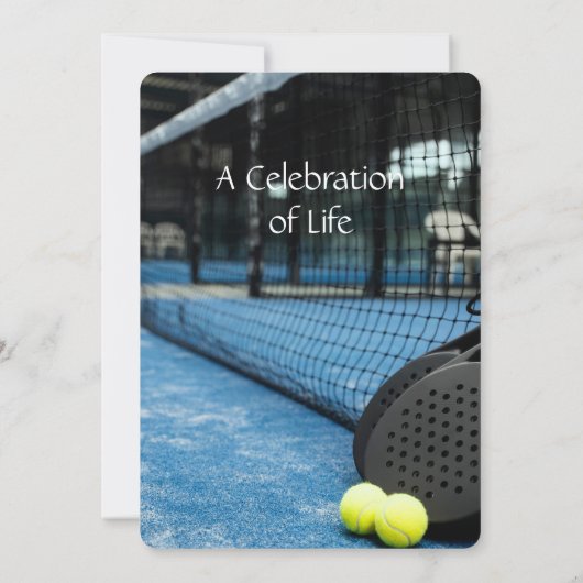 Memorial Service Invite Tennis Game Racket Ball Kaart (Achterkant)