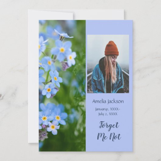 Memorial Service Invite Vergeet-me-niet-bloemen Kaart (Voorkant)