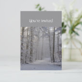 Memorial Service Invite Winter Snow Forest Trees Kaart (Staand voorkant)
