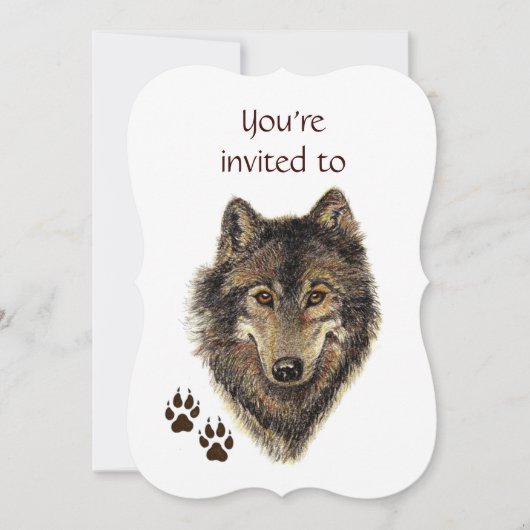 Memorial Service Invite Wolf Animal Art Kaart (Voorkant)