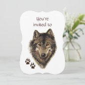 Memorial Service Invite Wolf Animal Art Kaart (Staand voorkant)