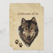 Memorial Service Invite Wolf Animal Kaart (Voorkant / Achterkant)