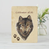 Memorial Service Invite Wolf Animal Kaart (Staand voorkant)