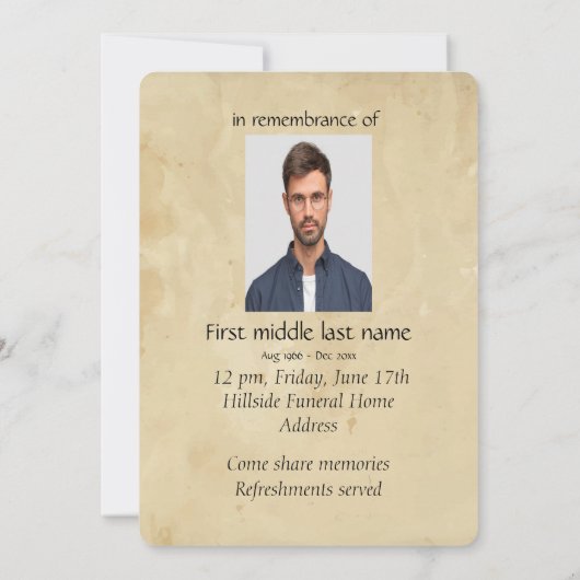 Memorial Service Invite Wolf Animal Kaart (Achterkant)