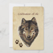 Memorial Service Invite Wolf Animal Kaart (Voorkant)