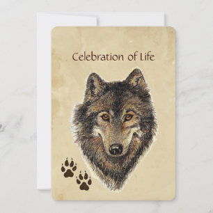 Memorial Service Invite Wolf Animal Kaart