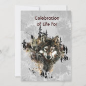 Memorial Service Invite Wolf Wolves Animal art Kaart (Voorkant)
