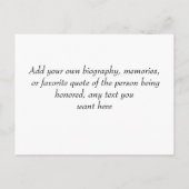 Memorial Service Keepomwille Kaart met foto (Achterkant)