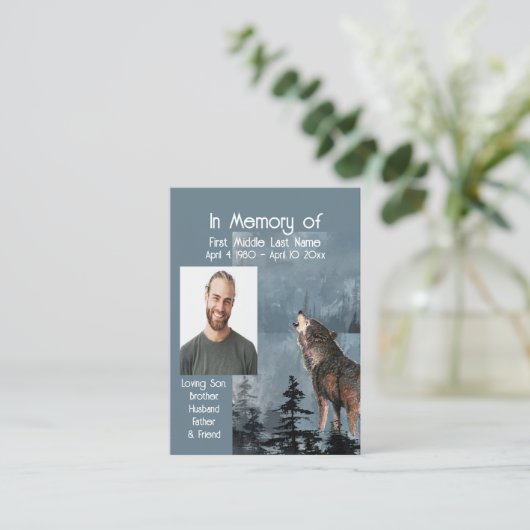 Memorial Service Keepslag Howling Wolf Visitekaartje (Staand voorkant)