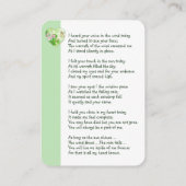 Memorial Service Keepslag Waterverf Hummingbird Visitekaartje (Achterkant)