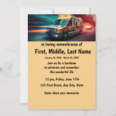 Memorial Service Nodig Ambulance Attendant Driver  Kaart (Achterkant)