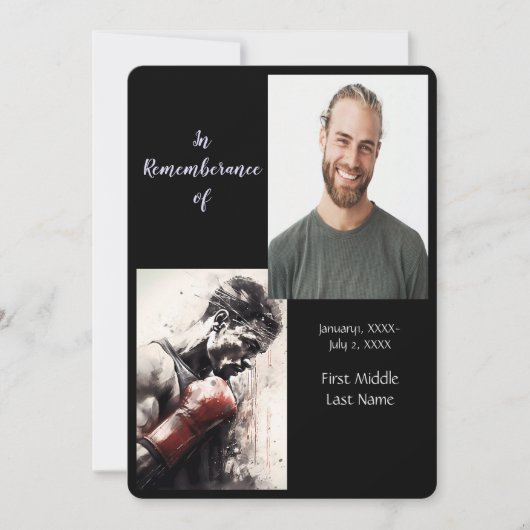 Memorial Service Nodig Boxer Boksen uit Kaart (Voorkant)