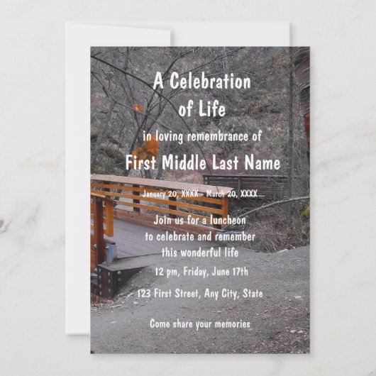 Memorial Service Nodig Bridge Forest Natuur Trees Kaart (Achterkant)