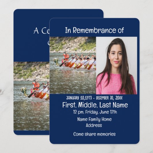 Memorial Service Nodig Dragon Boat Rower uit Kaart (Voorkant / Achterkant)