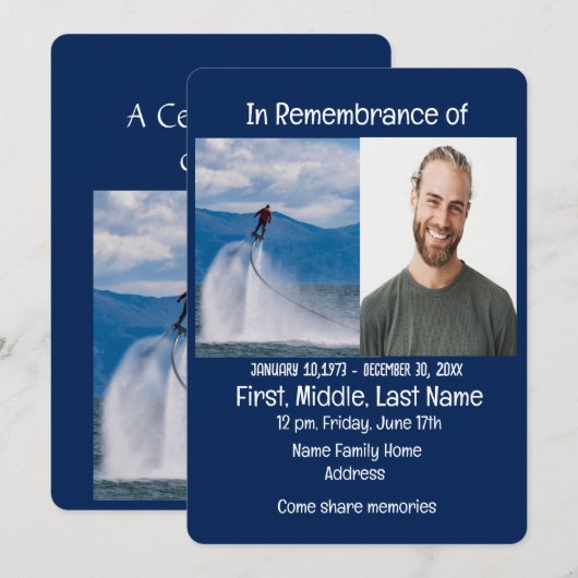 Memorial Service Nodig Fly Board uit Kaart (Voorkant / Achterkant)