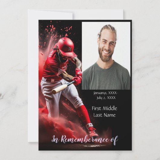 Memorial Service Nodig honkbalsoftbalspeler uit Kaart (Voorkant)