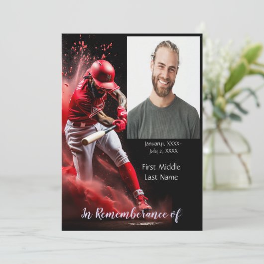 Memorial Service Nodig honkbalsoftbalspeler uit Kaart (Staand voorkant)