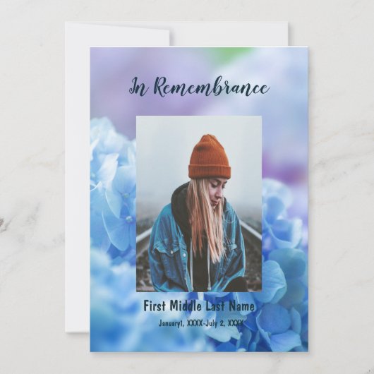 Memorial Service Nodig Hydrangea Tuinbloemen uit Kaart (Voorkant)