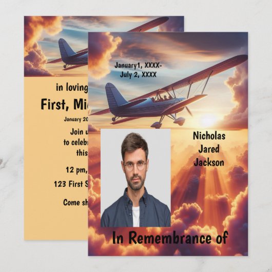 Memorial Service Nodig piloot vliegtuig vliegende  Kaart (Voorkant / Achterkant)