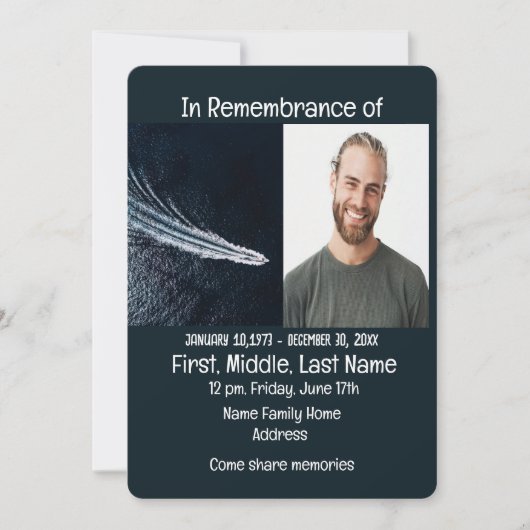 Memorial Service Nodig Power Boat Motor uit Kaart (Voorkant)