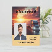 Memorial Service Nodig Semi-Truck Tractor-trailer  Kaart (Staand voorkant)