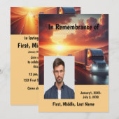 Memorial Service Nodig Semi-Truck Tractor-trailer  Kaart (Voorkant / Achterkant)