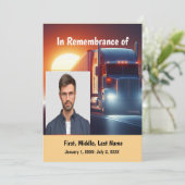 Memorial Service Nodig Semi-Truck Tractor-trailer  Kaart (Staand voorkant)