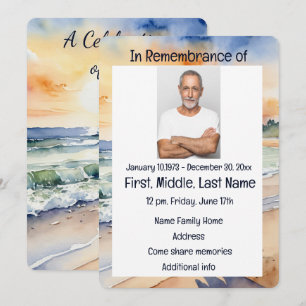 Memorial Service Nodig Waterverf Beach Paradise ui Kaart