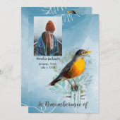 Memorial Service nodigt American Robin Bird uit Kaart (Voorkant / Achterkant)