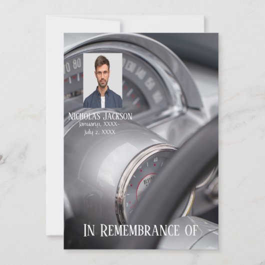 Memorial Service nodigt Antiek auto's uit Kaart (Voorkant)