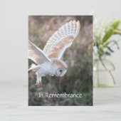 Memorial Service nodigt Barn Owl Bird Flight uit Kaart (Staand voorkant)