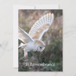 Memorial Service nodigt Barn Owl Bird Flight uit Kaart