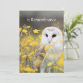 Memorial Service nodigt Barn Owl Bird Flowers uit Kaart (Staand voorkant)