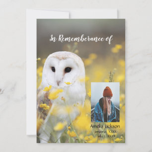 Memorial Service nodigt Barn Owl Flowers uit Kaart